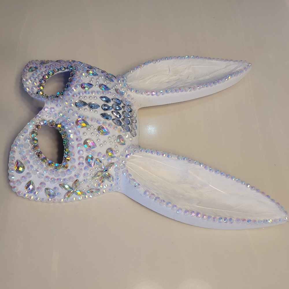 Bunny Bling Mask Dazzling Acrylic Pearls & Crystals - Picture 7 of 16